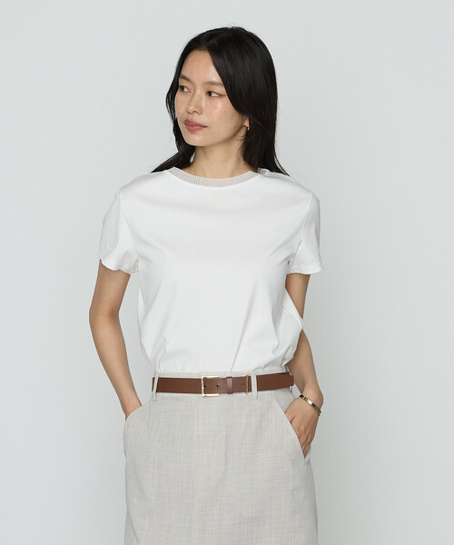 COMME CA(コムサ)の「コヒノールスムース ニット付きTシャツ(Tシャツ/カットソー・レディース・グレイッシュベージュ/ブルー/ブラック/ホワイト・9号/11号)」の7枚目の写真