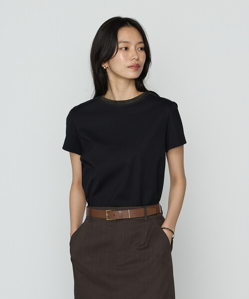COMME CA(コムサ)の「コヒノールスムース ニット付きTシャツ(Tシャツ/カットソー・レディース・グレイッシュベージュ/ブルー/ブラック/ホワイト・9号/11号)」の9枚目の写真