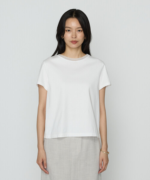 COMME CA(コムサ)の「コヒノールスムース ニット付きTシャツ(Tシャツ/カットソー・レディース・グレイッシュベージュ/ブルー/ブラック/ホワイト・9号/11号)」の14枚目の写真