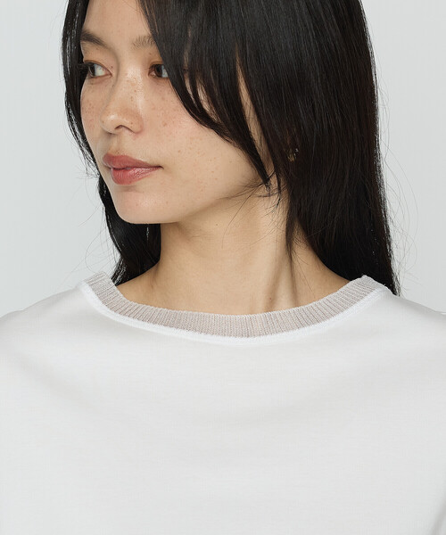 COMME CA(コムサ)の「コヒノールスムース ニット付きTシャツ(Tシャツ/カットソー・レディース・グレイッシュベージュ/ブルー/ブラック/ホワイト・9号/11号)」の17枚目の写真