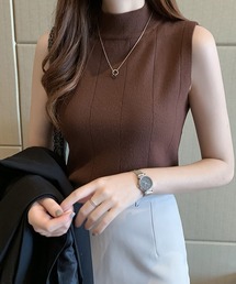 ノースリーブリブニット