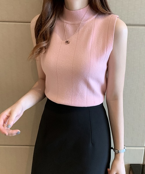 STYLEBLOCK(スタイルブロック)の「ノースリーブリブニット(ニット/セーター・レディース・ブラック/ベージュ系その他/ホワイト/グリーン/ピンク/ダークブラウン/レッド/イエロー/グレー/ブルー/ライトブラウン・FREE)」の10枚目の写真