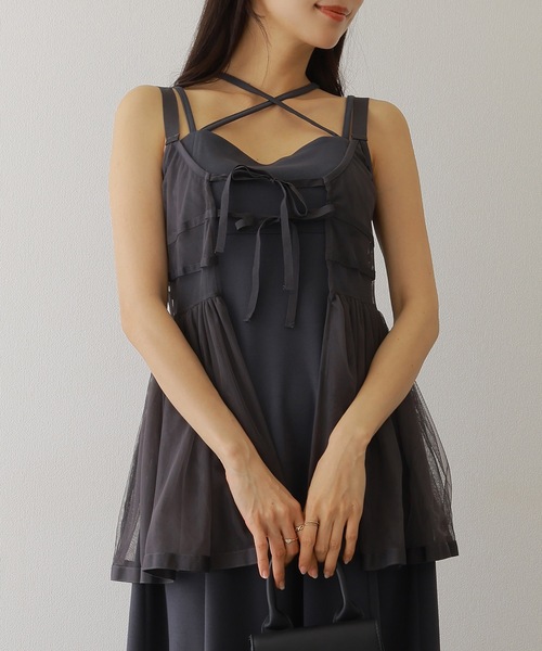 Lace Ladies(レースレディース)の「ソリッドカラー バックスリット キャミソール マキシ ワンピース(ワンピース・レディース・ピンク/グレー/ブラウン/ブラック・S/FREE)」の2枚目の写真