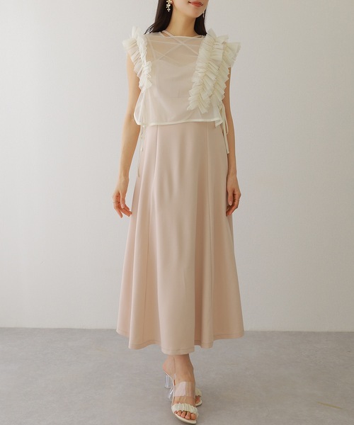 Lace Ladies(レースレディース)の「ソリッドカラー バックスリット キャミソール マキシ ワンピース(ワンピース・レディース・ピンク/グレー/ブラウン/ブラック・S/FREE)」の4枚目の写真
