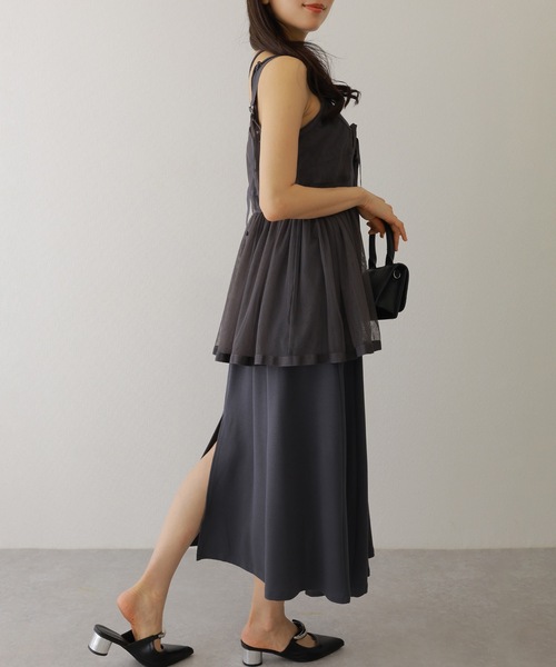 Lace Ladies(レースレディース)の「ソリッドカラー バックスリット キャミソール マキシ ワンピース(ワンピース・レディース・ピンク/グレー/ブラウン/ブラック・S/FREE)」の14枚目の写真
