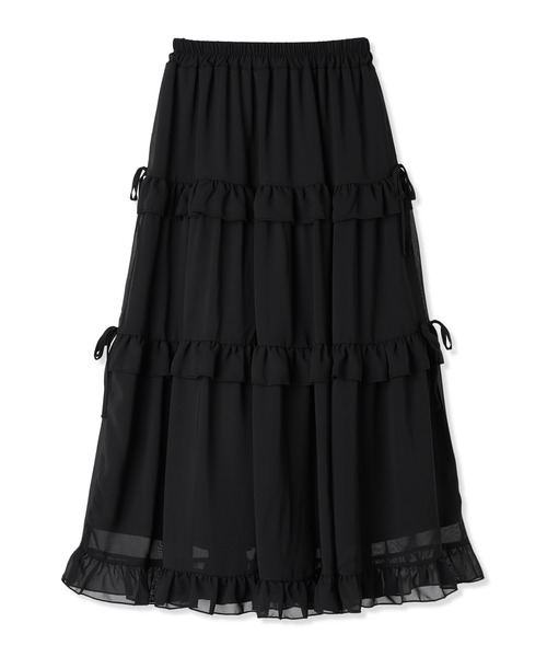 Amourire girl（アムリールガール）の「フリルリボン ティアードスカート/ロング丈（スカート・キッズ・オフホワイト/ブラック・130cm/140cm/150cm/160cm）」の11枚目の写真