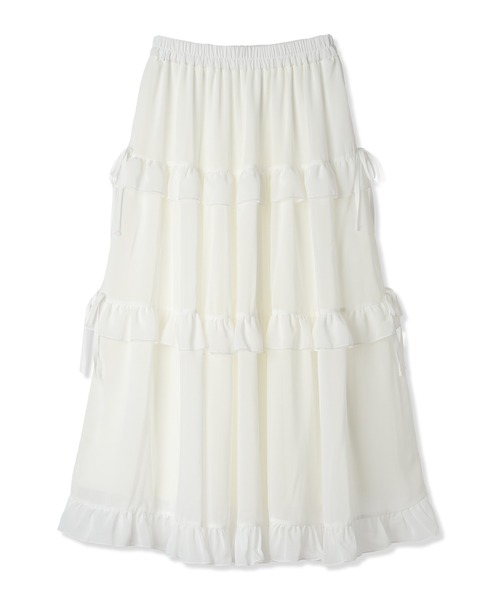 Amourire girl（アムリールガール）の「フリルリボン ティアードスカート/ロング丈（スカート・キッズ・オフホワイト/ブラック・130cm/140cm/150cm/160cm）」の10枚目の写真