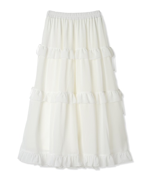 Amourire girl（アムリールガール）の「フリルリボン ティアードスカート/ロング丈（スカート・キッズ・オフホワイト/ブラック・130cm/140cm/150cm/160cm）」の9枚目の写真