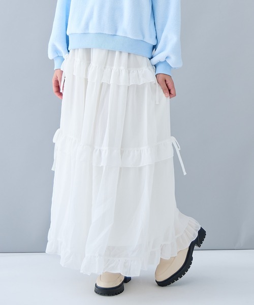フリルリボン ティアードスカート/ロング丈（スカート）｜Amourire