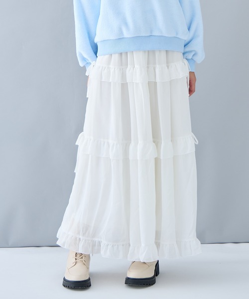 フリルリボン ティアードスカート/ロング丈（スカート）｜Amourire