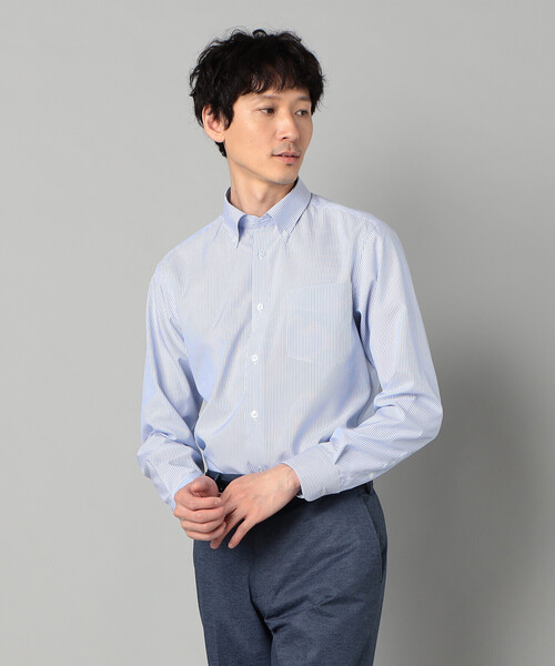 COMME CA MEN(コムサメン)の「COOL MAX ストライプ レギュラーカラーシャツ(シャツ/ブラウス・メンズ・ネイビー/ブルー・XL/L/M/S)」の1枚目の写真