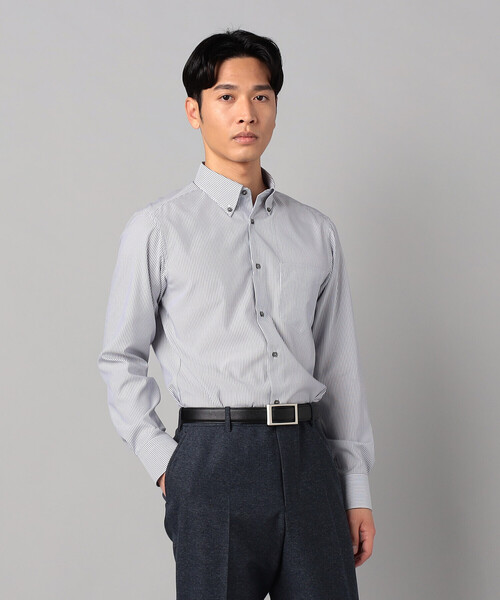 COMME CA MEN(コムサメン)の「COOL MAX ストライプ レギュラーカラーシャツ(シャツ/ブラウス・メンズ・ネイビー/ブルー・XL/L/M/S)」の4枚目の写真