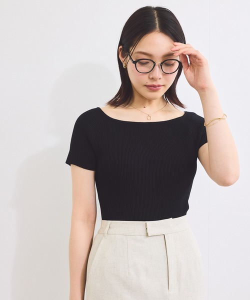 VIS（ビス）の「ワイドスクエアネックニット（ニット/セーター・レディース・ピンク/ベージュ系その他/ホワイト/ブラック・FREE）」の6枚目の写真