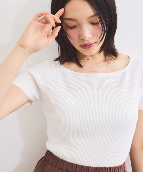 VIS（ビス）の「ワイドスクエアネックニット（ニット/セーター・レディース・ピンク/ベージュ系その他/ホワイト/ブラック・FREE）」の16枚目の写真