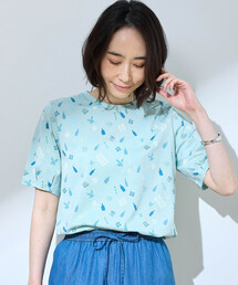 【接触冷感・UVカット・友桝飲料コラボ】オーガニックコットンプリントチュニックTシャツ