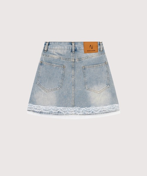 LA POMME petit(ラポミ・プチ)の「Lace Piping Denim Skirt(デニムスカート・レディース・ブルー・SMALL/MEDIUM/LARGE)」の6枚目の写真