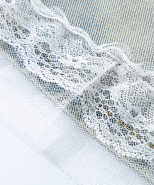 LA POMME petit(ラポミ・プチ)の「Lace Piping Denim Skirt(デニムスカート・レディース・ブルー・SMALL/MEDIUM/LARGE)」の2枚目の写真