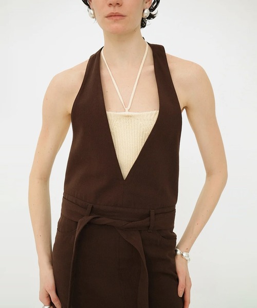 CLANE クラネ 新品未使用 タグ付き　WIDE CHECK PONCHO セール】HALTER NECK LOW WAIST ONEPIECE（ワンピース）｜CLANE