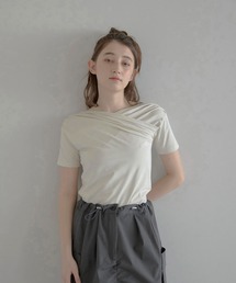 【MINERTE】【接触冷感】unbalanced offshoulder tee / オフショルTシャツ