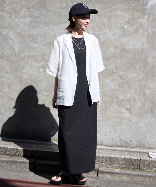 SLOBE IENA(スローブイエナ)の「《WEB限定/追加》リネンレーヨンノースリーブナローワンピース(ワンピース・レディース・サックスブルー/ブラック・38/36)」の18枚目の写真