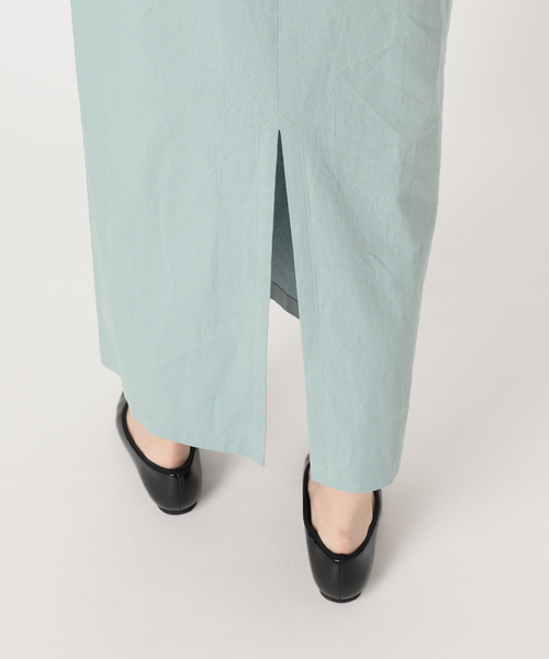 SLOBE IENA(スローブイエナ)の「《WEB限定/追加》リネンレーヨンノースリーブナローワンピース(ワンピース・レディース・サックスブルー/ブラック・38/36)」の6枚目の写真