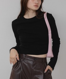 コンパクトロングTシャツ / ロンT クロップド コンパクト カットソー Tシャツ 長袖 ロングスリーブ 短丈 ホワイト ブラック グレー 韓国 春服 夏服 秋服 冬服 カジュアル モード シティガール ノームコア スポーティ シンプル