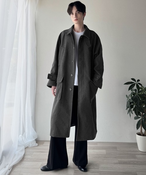 Classical Origin（クラシカルオリジン）の「【Classical Origin】「上品さ、極まる」。ロング丈比翼2way衿ステンカラーコート／Long-length concealed 2way bal collar coat（ステンカラーコート・メンズ・チャコールグレー/ブラック・X-LARGE/MEDIUM/LARGE）」の20枚目の写真