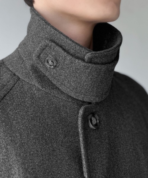 Classical Origin（クラシカルオリジン）の「【Classical Origin】「上品さ、極まる」。ロング丈比翼2way衿ステンカラーコート／Long-length concealed 2way bal collar coat（ステンカラーコート・メンズ・チャコールグレー/ブラック・X-LARGE/MEDIUM/LARGE）」の12枚目の写真