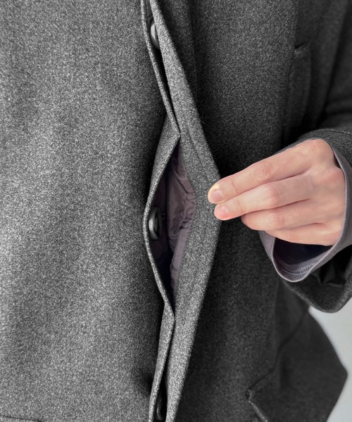 Classical Origin（クラシカルオリジン）の「【Classical Origin】「上品さ、極まる」。ロング丈比翼2way衿ステンカラーコート／Long-length concealed 2way bal collar coat（ステンカラーコート・メンズ・チャコールグレー/ブラック・X-LARGE/MEDIUM/LARGE）」の13枚目の写真