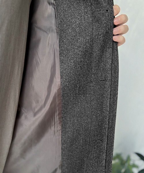 Classical Origin（クラシカルオリジン）の「【Classical Origin】「上品さ、極まる」。ロング丈比翼2way衿ステンカラーコート／Long-length concealed 2way bal collar coat（ステンカラーコート・メンズ・チャコールグレー/ブラック・X-LARGE/MEDIUM/LARGE）」の10枚目の写真