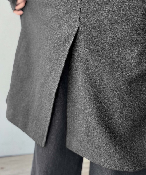 Classical Origin（クラシカルオリジン）の「【Classical Origin】「上品さ、極まる」。ロング丈比翼2way衿ステンカラーコート／Long-length concealed 2way bal collar coat（ステンカラーコート・メンズ・チャコールグレー/ブラック・X-LARGE/MEDIUM/LARGE）」の9枚目の写真