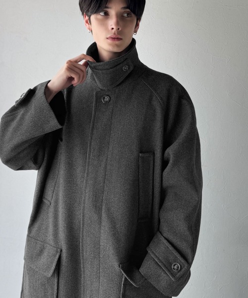 Classical Origin（クラシカルオリジン）の「【Classical Origin】「上品さ、極まる」。ロング丈比翼2way衿ステンカラーコート／Long-length concealed 2way bal collar coat（ステンカラーコート・メンズ・チャコールグレー/ブラック・X-LARGE/MEDIUM/LARGE）」の19枚目の写真