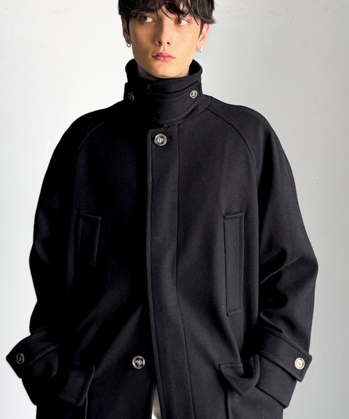 Classical Origin（クラシカルオリジン）の「【Classical Origin】「上品さ、極まる」。ロング丈比翼2way衿ステンカラーコート／Long-length concealed 2way bal collar coat（ステンカラーコート・メンズ・チャコールグレー/ブラック・X-LARGE/MEDIUM/LARGE）」の3枚目の写真
