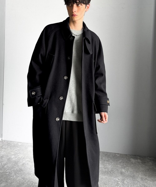 Classical Origin（クラシカルオリジン）の「【Classical Origin】「上品さ、極まる」。ロング丈比翼2way衿ステンカラーコート／Long-length concealed 2way bal collar coat（ステンカラーコート・メンズ・チャコールグレー/ブラック・X-LARGE/MEDIUM/LARGE）」の7枚目の写真