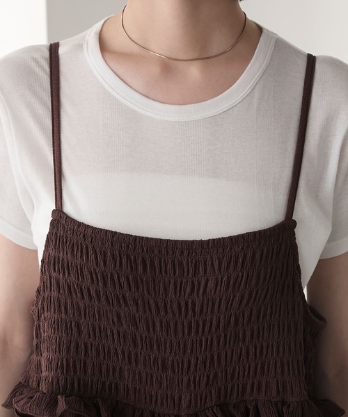 forksy.（フォルクシー）の「【forksy.】ミニフリル切替えシャーリング バックリボン オールインワン（つなぎ/オールインワン・レディース・ブラック/ブラウン・FREE）」の9枚目の写真