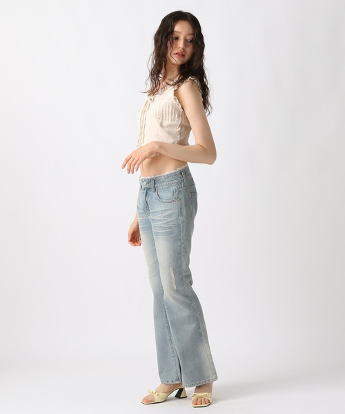 FOREVER 21（フォーエバー トゥエンティーワン）の「【2025SS】フリルコットンジレ（ベスト・レディース・ブラック/ナチュラル・FREE）」の4枚目の写真