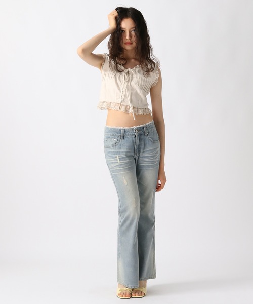 FOREVER 21（フォーエバー トゥエンティーワン）の「【2025SS】フリルコットンジレ（ベスト・レディース・ブラック/ナチュラル・FREE）」の5枚目の写真