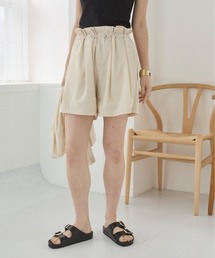 【接触冷感/撥水/UVケア/ストレッチ/シワになりにくい】ウエストギャザーショートパンツ