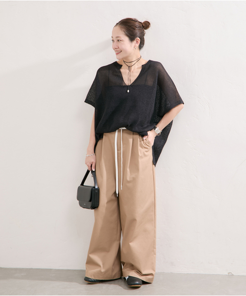 JOURNAL STANDARD(ジャーナルスタンダード)の「《追加》ペーパーヤーンキーネックプルオーバー(ニット/セーター・レディース・ブラック/ライトグレー/ブルー・FREE)」の5枚目の写真