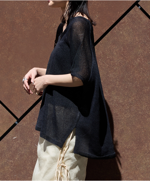 JOURNAL STANDARD(ジャーナルスタンダード)の「《追加》ペーパーヤーンキーネックプルオーバー(ニット/セーター・レディース・ブラック/ライトグレー/ブルー・FREE)」の10枚目の写真