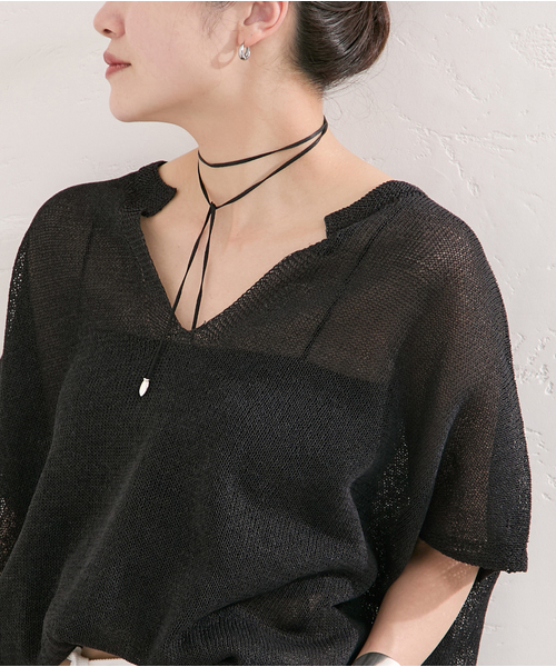 JOURNAL STANDARD(ジャーナルスタンダード)の「《追加》ペーパーヤーンキーネックプルオーバー(ニット/セーター・レディース・ブラック/ライトグレー/ブルー・FREE)」の19枚目の写真