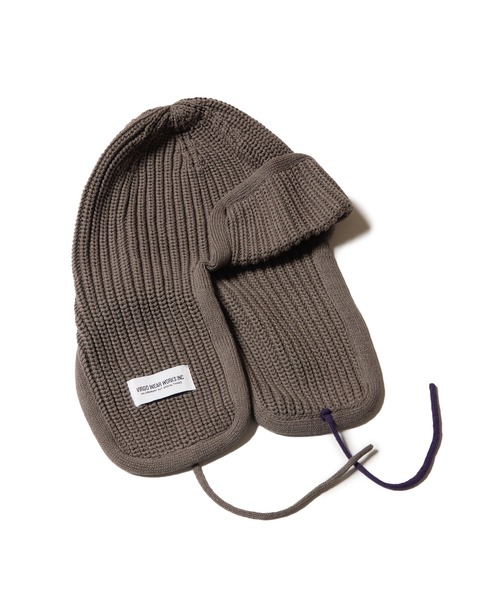 VIRGOwearworks(ヴァルゴウェアワークス)の「RABBIT EAR KNIT CAP(ニットキャップ/ビーニー・メンズ・グレー/ブラック・FREE)」の1枚目の写真