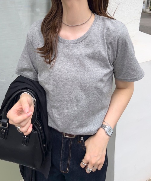 KOBE LETTUCE（コウベレタス）の「[ M L XL 3L 汗じみ防止＆UVカット ] スタンダードTシャツ（Tシャツ/カットソー・レディース・ブラック/ネイビー/杢グレー/オフホワイト/ダークカーキ/パープル系/ブラウン系/ブルー系/アイボリー・M/L/XL/3L）」の22枚目の写真