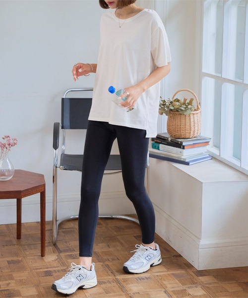 KOBE LETTUCE（コウベレタス）の「[ M L XL 3L 汗じみ防止＆UVカット ] スタンダードTシャツ（Tシャツ/カットソー・レディース・ブラック/ネイビー/杢グレー/オフホワイト/ダークカーキ/パープル系/ブラウン系/ブルー系/アイボリー・M/L/XL/3L）」の14枚目の写真