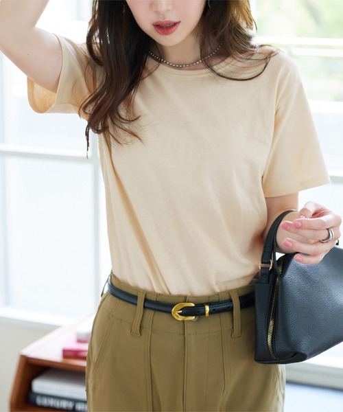 KOBE LETTUCE（コウベレタス）の「[ M L XL 3L 汗じみ防止＆UVカット ] スタンダードTシャツ（Tシャツ/カットソー・レディース・ブラック/ネイビー/杢グレー/オフホワイト/ダークカーキ/パープル系/ブラウン系/ブルー系/アイボリー・M/L/XL/3L）」の18枚目の写真