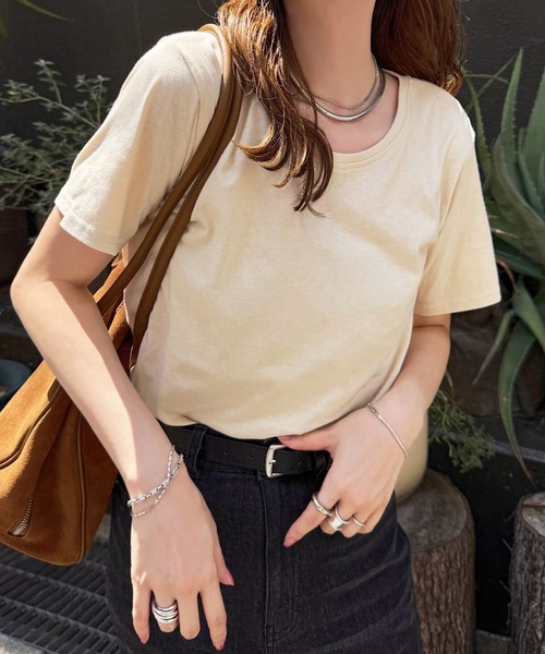 KOBE LETTUCE（コウベレタス）の「[ M L XL 3L 汗じみ防止＆UVカット ] スタンダードTシャツ（Tシャツ/カットソー・レディース・ブラック/ネイビー/杢グレー/オフホワイト/ダークカーキ/パープル系/ブラウン系/ブルー系/アイボリー・M/L/XL/3L）」の15枚目の写真