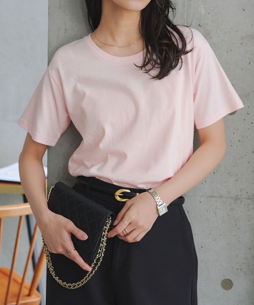 KOBE LETTUCE（コウベレタス）の「[ M L XL 3L 汗じみ防止＆UVカット ] スタンダードTシャツ（Tシャツ/カットソー・レディース・ブラック/ネイビー/杢グレー/オフホワイト/ダークカーキ/パープル系/ブラウン系/ブルー系/アイボリー/ピンク・M/L/XL/3L）」の22枚目の写真