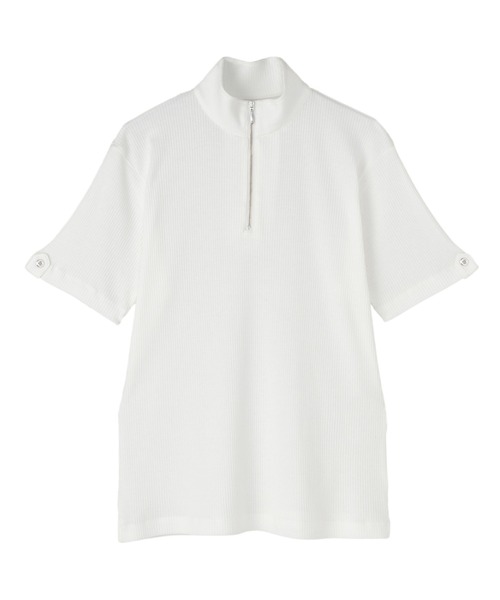 TOKYO SHIRTS(トウキョウシャツ)の「ハーフジップ 半袖ポロシャツ(ポロシャツ・メンズ・オフホワイト・S/M/L/LL/XL)」の1枚目の写真