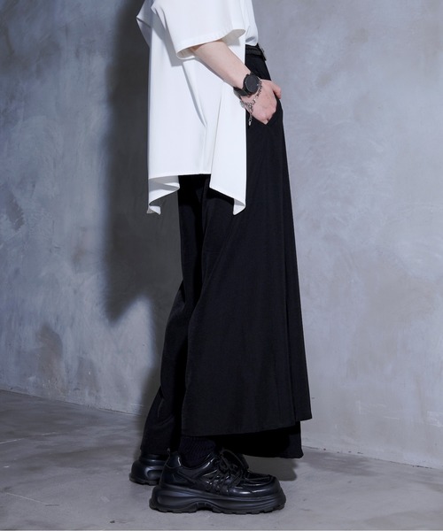 黒色コラボ】アシメプリーツスカンツ（その他パンツ）｜Ellno Loset