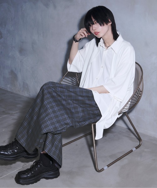 Ellno Loset(エルノロゼット)の「【黒色コラボ】アシメプリーツスカンツ(その他パンツ・メンズ・ブルー系その他/ブラック/グレー系その他・MEDIUM/LARGE/SMALL)」の6枚目の写真